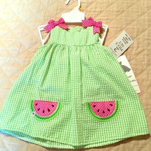 Watermelon seersucker sundress for Baby Girl